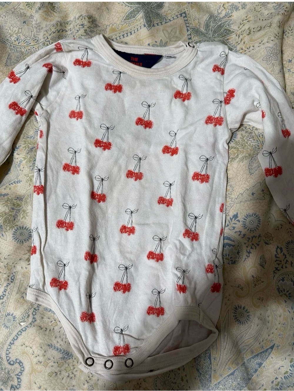 Tao Cherry-Print Long-Sleeve Baby One-Piece 12 months guc